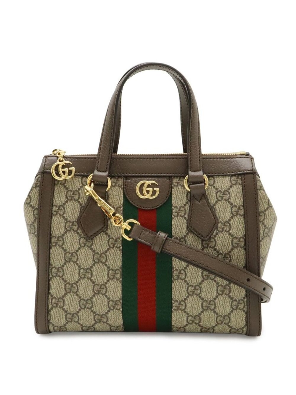 Gucci Ophidia GG Supreme Small Tote 2-Way Shoulder Bag Leather Beige Mocha Brown